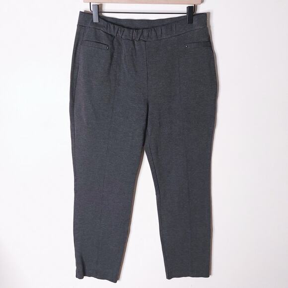 Caffe Marrakesh Women’s Large Gray Dress Pants Front Seam Pull-On Stretch - Picture 1 of 7